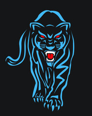 Panther illustration. 
panther logo ,art, icon , symbol,
panther  line art colours vector. graphic vector.