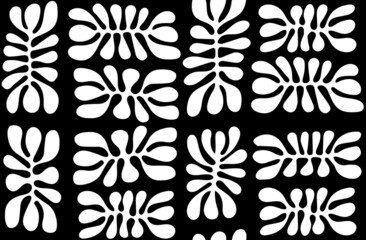 Exotic leaves creative background. Contemporary seamless pattern. Matisse inspired shapes pattern.
