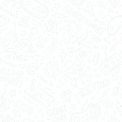 Video Games doodle seamless pattern. Hand drawn vector illustration pattern for web, home decor, fashion, surface, graphic design