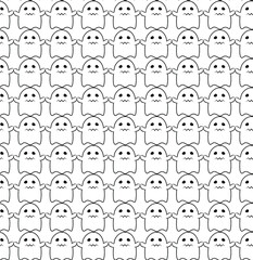 Seamless vector pattern on the theme of Halloween, ghosts on a white background. Endless texture for wallpaper, flyers, covers, banners, fill pattern, web page, background, surface.

