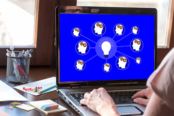 Brainstorming concept on a laptop screen