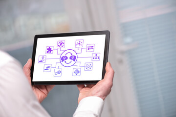 Knowledge sharing concept on a tablet