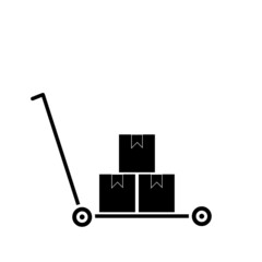 Hand Truck Icon, Hand Trolley Icon, Platform Trolley Art Illustration