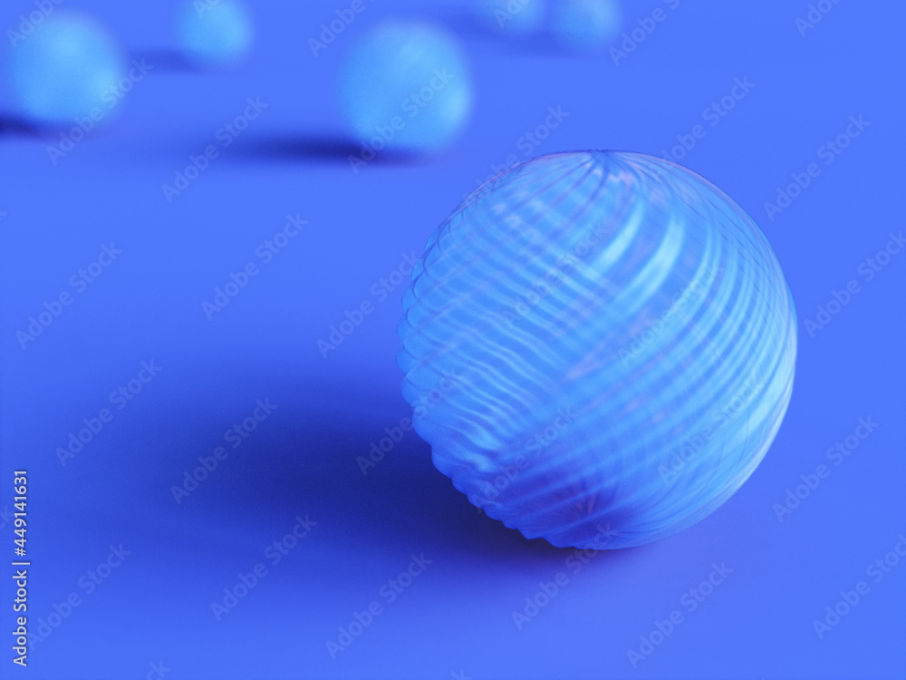 Aufkleber 3d rendered textured spheres in blue colors. illustration for curved lines, dynamic objects or futur