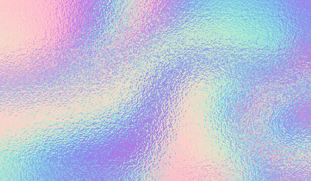Iridescent texture. Holographic background. Hologram gradient. Neon color. Foil effect. Rainbow graphic. Chrome cosmic design for prints. Holography pattern. Pearlescent ombre. Pastel patern. Vector