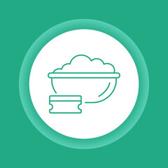Sponge and bowl color button icon. Cleaning service.