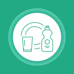 Wash dishes color button icon. Cleaning service.