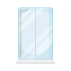 Stall Shower or Shower Unit with Door to Contain Water Spray Vector Illustration