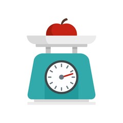 Fruit on kitchen scales icon flat isolated vector