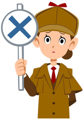 間違いを伝える女性の探偵の上半身
