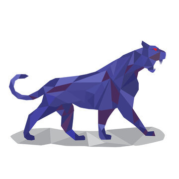 Vector Panther symbol, polygon, on a white background