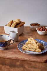 Biscotti with nuts. Delicious cookies, perfect for coffee and cocoa.