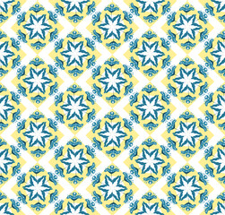 Sicilian Blue Ceramic tile pattern, repeating texture print, background. Vector illustration