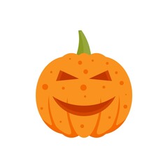 Smiling pumpkin icon flat isolated vector