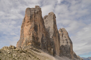 Enjoying the stunning views over the mountainous landscapes of Northern Italy's Dolomite Mountains at Tre Cime