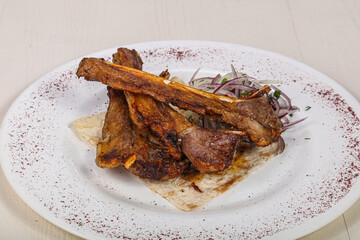 Grilled rack of lamb barbeque