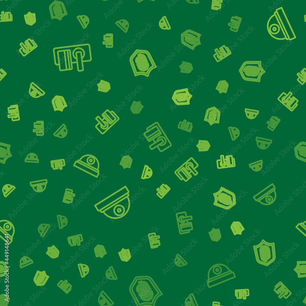 Poster set line digital door lock, motion sensor and fingerprint on seamless pattern. vector