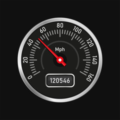 Analog Car Speedometer on White Background. Vector