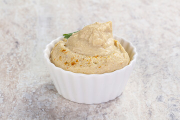 Traditional Jewish Hummus with olive oil