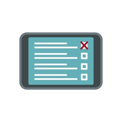 Tablet online survey icon flat isolated vector