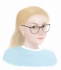 Portrait of a girl wearing glasses