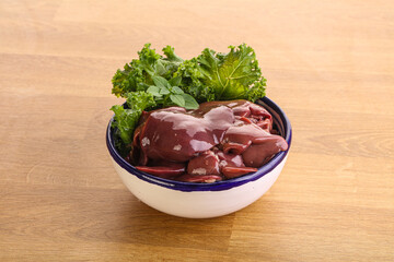 Raw chicken liver in the bowl