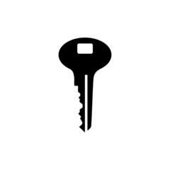 The silhouette of the lock key is black on a white background.
