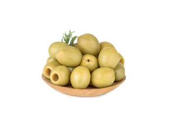 Marinated olives in a cup isolated on a white background