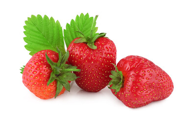 Strawberries isolated on a white background.