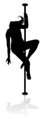 Pole Dancing Woman Silhouette