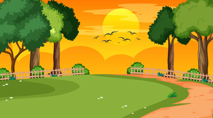 Obraz premium Blank landscape scene of nature park at sunset time