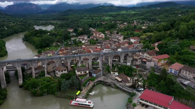 Aerial view on saint nazaire en royans on isere