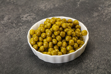 Marinated green pea in the bowl