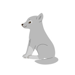 Cute wolf - cartoon animal character. Vector illustration in flat style isolated on white background.