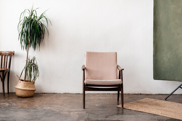 Room decor in retro style with retro furniture