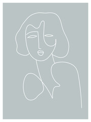 Line art decorative abstract portrait character drawing,sketch,line, vector illustration.
