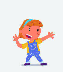 cartoon character of little girl on jeans arguing angry.