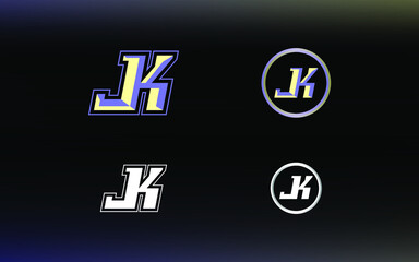 Initials JK logo with a bright color is suitable for E sports teams and others