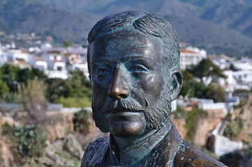 Fototapeta na wymiar Alfonso XII statue in Nerja, Malaga - Spain 