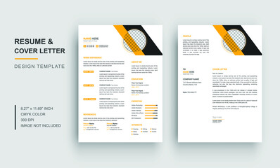 Resume design with cover letter template - Resume and letterhead template in flat style - Business letterhead - Modern cv and cover letter