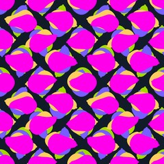 Fruits seamless pattern. Colorful fruits on a black background. 