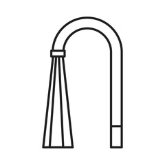 The icon is a tap with running water. The outline of a tap with open water flowing in a stream. Vector illustration isolated on a white background for design and web.