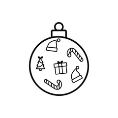 Christmas tree ball icon vector set. Christmas toy illustration sign collection.  New year symbol or logo.