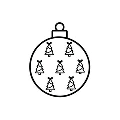 Christmas tree ball icon vector set. Christmas toy illustration sign collection.  New year symbol or logo.