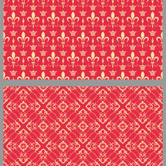 Beautiful background patterns in royal style on red background. Seamless pattern, texture. Vector image