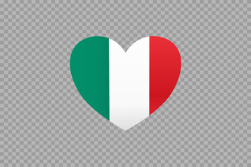 Italy flag in heart shape isolated  on png or transparent  background,Symbols of Italy, template for banner,card,advertising ,promote,vector, top gold medal sport winner country