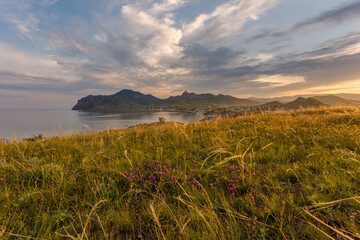 A beautiful village on the Black Sea coast of Koktebel. Unforgettable sunrises and sunsets in summer in the Crimea.