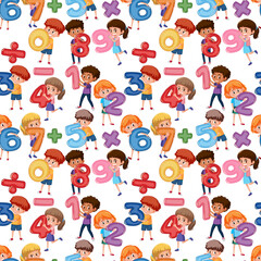 hildren holding math number seamless background