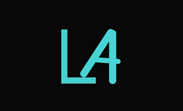 This is a LA logo with sky blue color and a black background also high quality.
