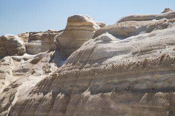 Fototapeta premium white chalk cliffs in Sarakiniko, Milos island, Cyclades, Greece